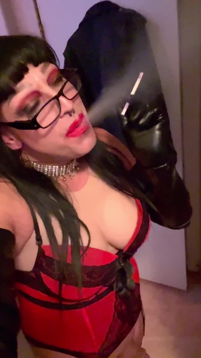 Thrilling moment from "Big Tits Smoking Fetish Tease"