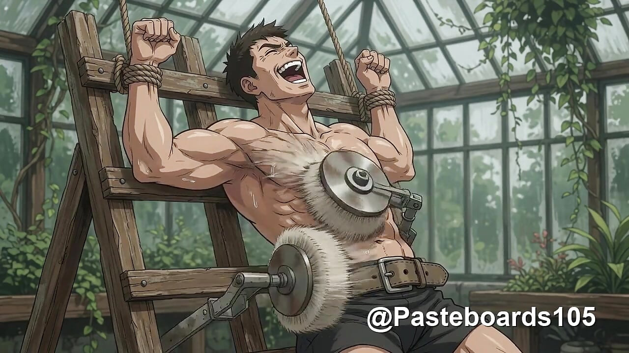 Arms Overhead, Abs Exposed - Bound Anime Muscle Jocks Tickled on Ribs and Belly (2D Anime)