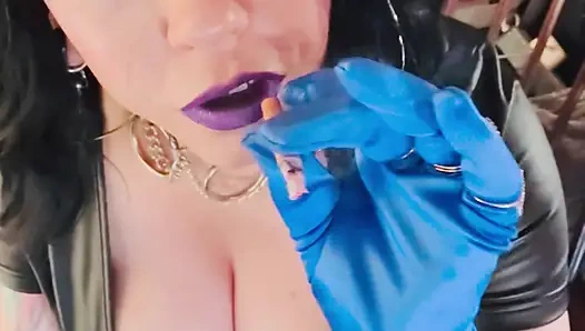 Tina's In Her Satin Gloves Again! Smoking A Cork Cigarette With Dangles, Snap Inhales & Drifting Smoke