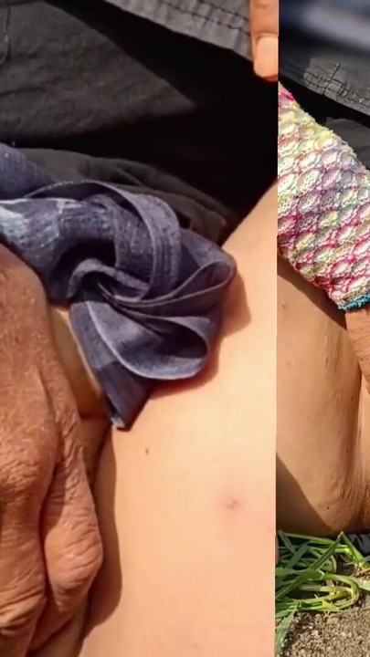 Big sister-in-law in the field, fingers in her pussy, the jungle field open, the open field, everyone's open open. | Clip 1