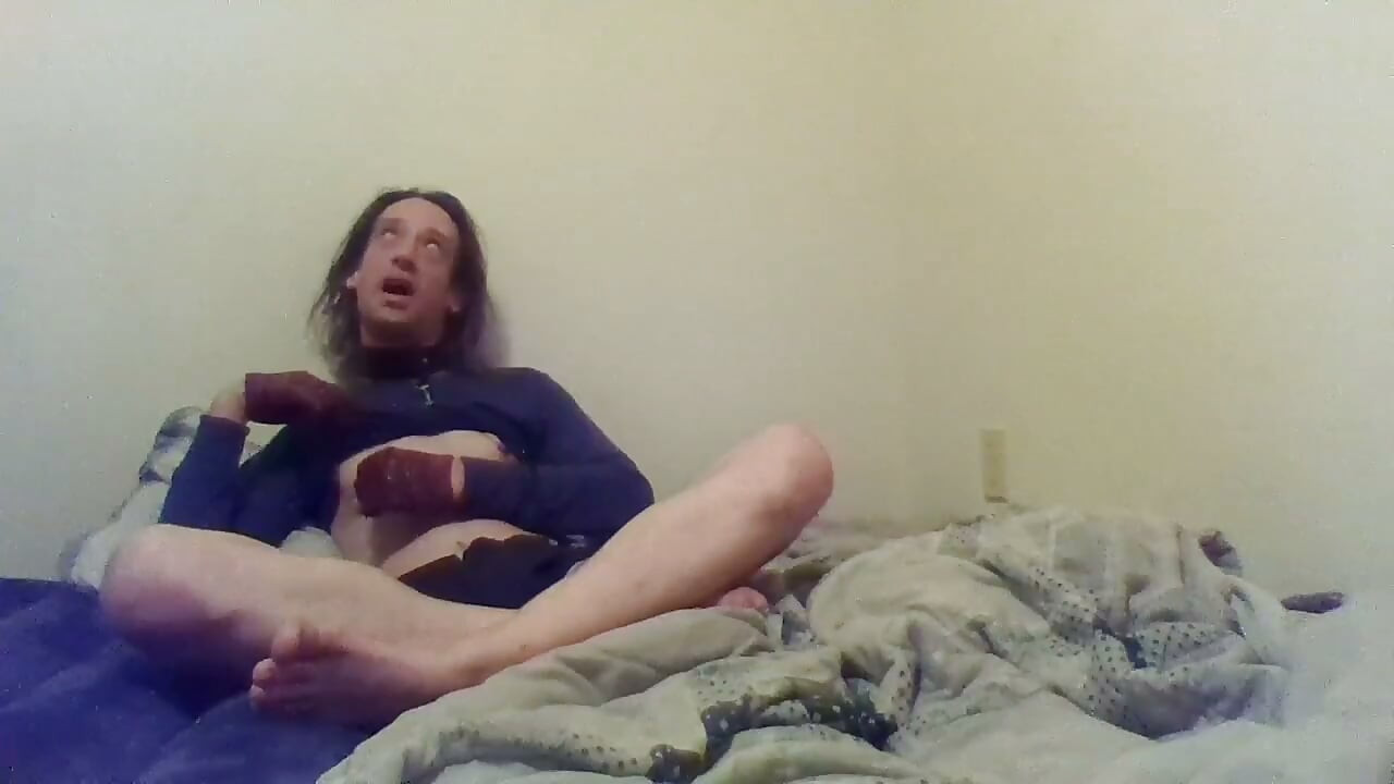 Solo Transgirl Pinching, Slapping and Pulling Her Own Tiny Tits