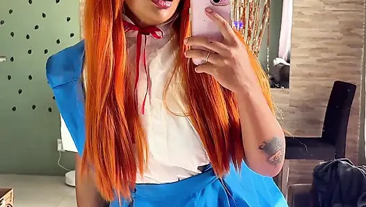 Asuka Cosplay Furz &burp zusammenstellung Plugsuit und uniform mollige ebenholz