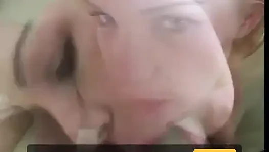 POV blond with small tits sucks huge cock then creamed from behind