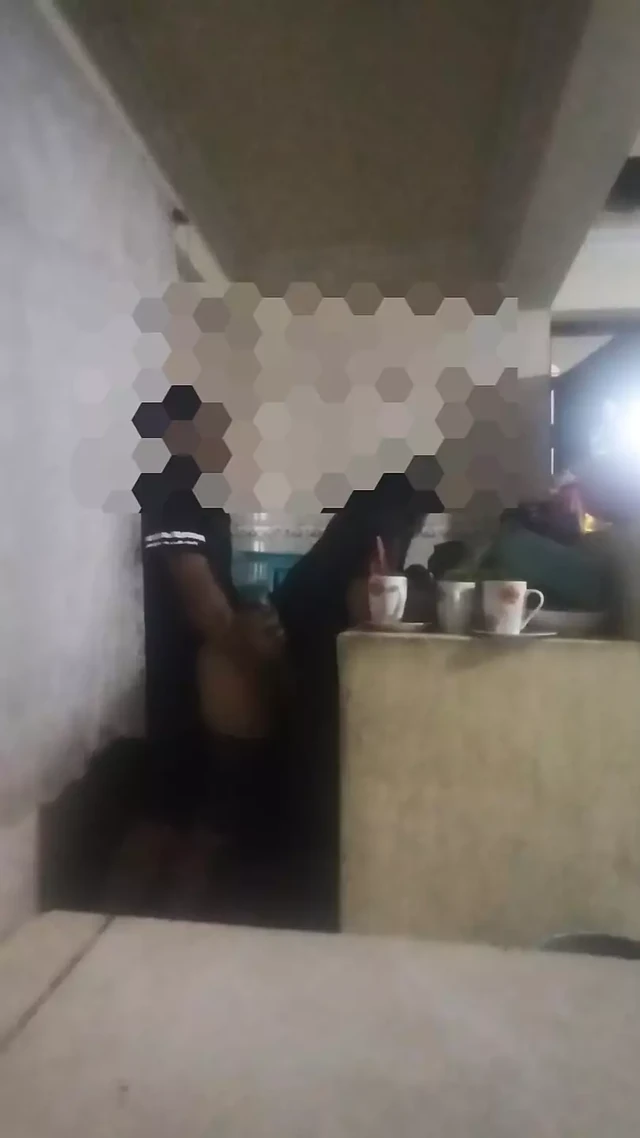 Maid fucked in the kitchen (almost discovered by my wife)