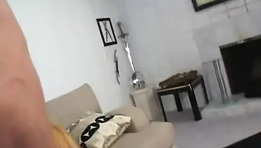 Nasty little whore titty fucks guy with her enormous tits