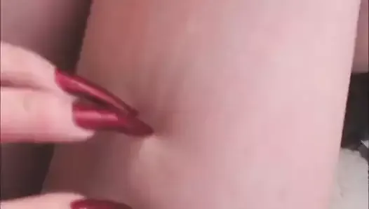 Sharp nails of blondie are scratching hot