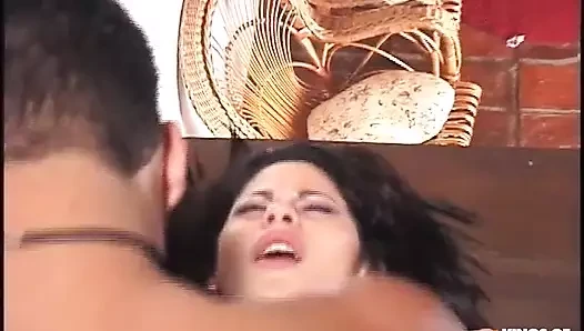 Horny Guy Pumps His Brazilian Girl with Tight Pussy on the Stairs