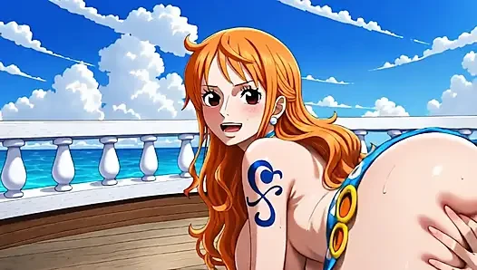 Tek parça - Nico Robin Nami'nin amını ve götünü yalıyor ve sonra onu parmaklıyor