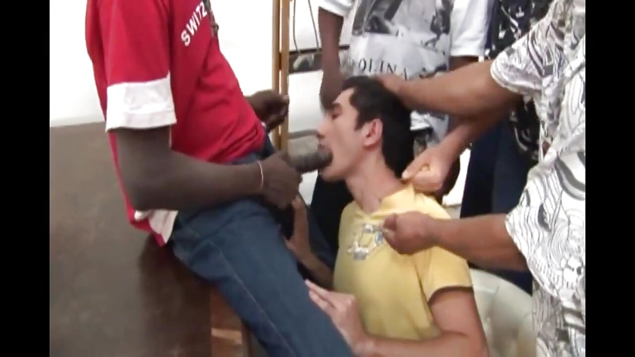 White guy gangbanged by black guys
