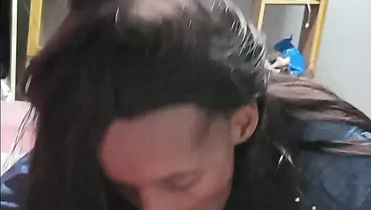 Blowjob qeeun gives best blowjob to white man