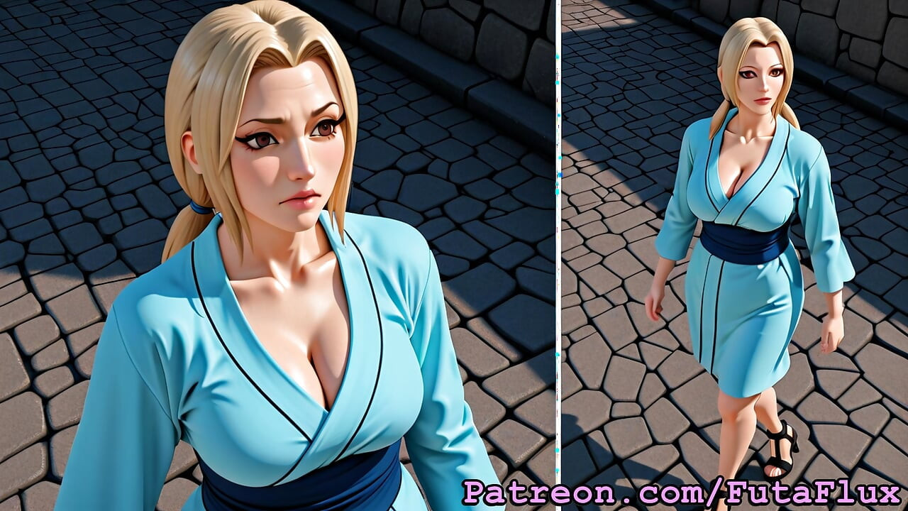 Futanari Tsunade from Naruto Masturbating, Cumshots, Self-Suck