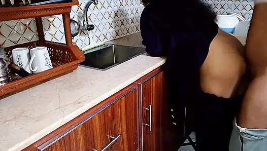 Indian husband has sex with his wife in the kitchen
