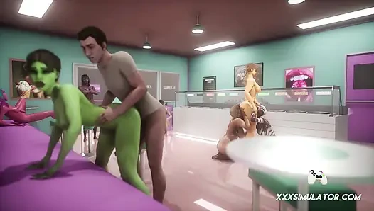 3 boyutlu grup seks partisi tüm delikler kullanıldığında ve dölle dolurken sert dönüyor