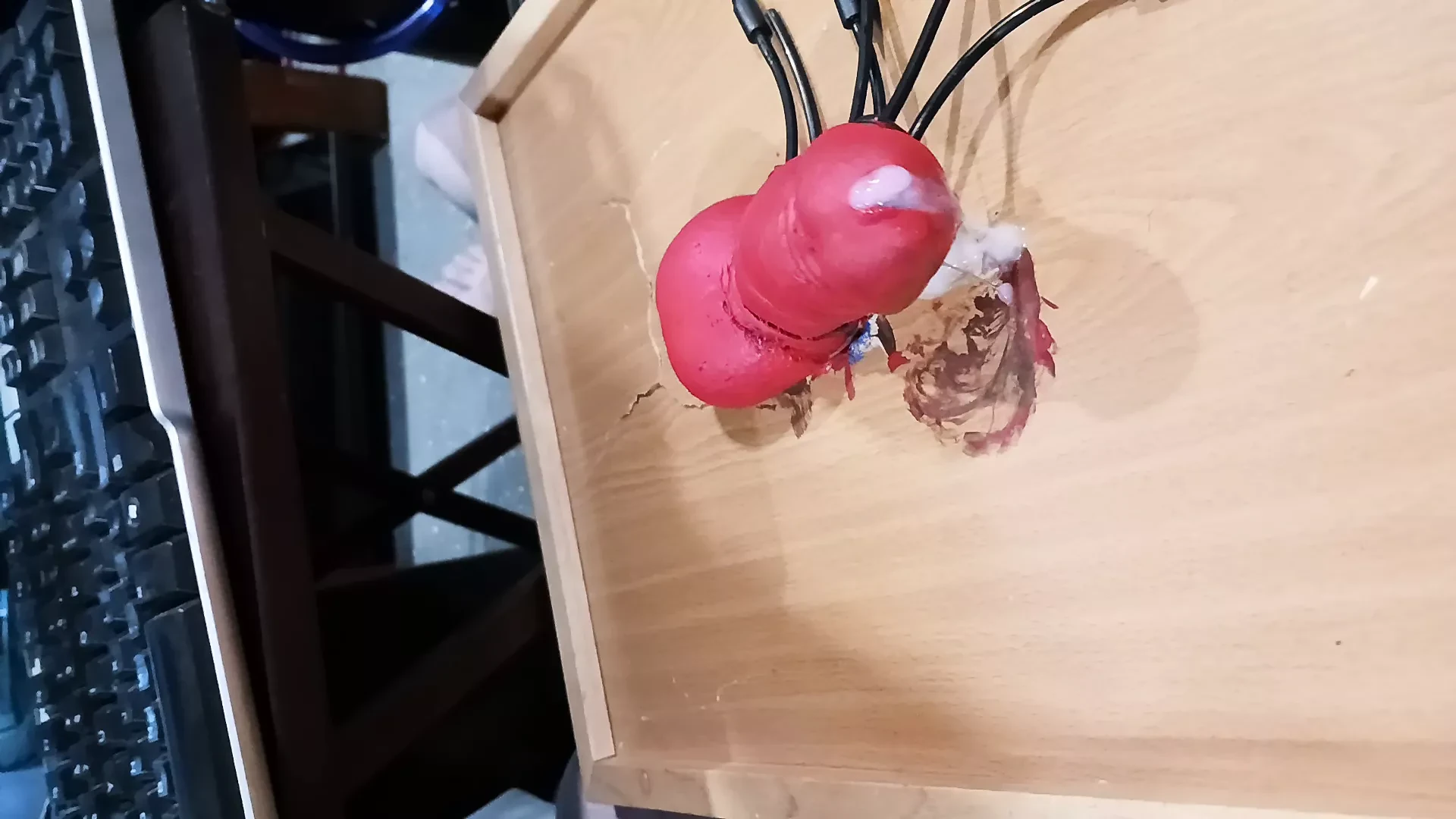 Red cock cumshot