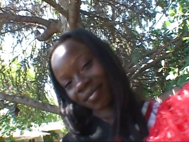 Ebony cheerleader gets slammed hard