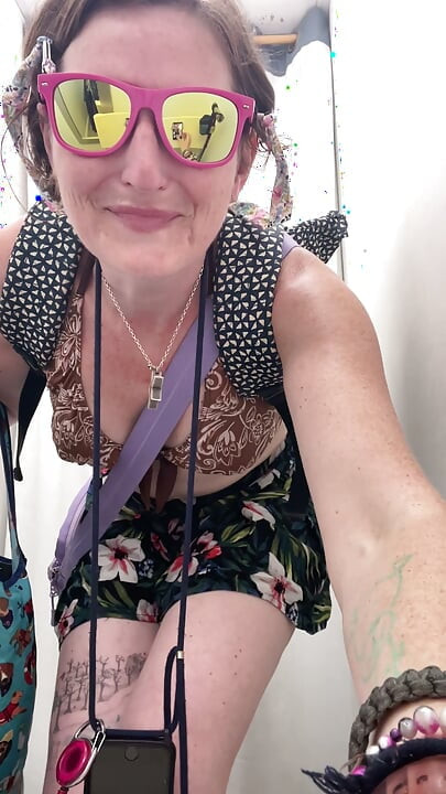 Striptease in a Shop as I Get Naked to Try on Dresses and a Bikini Top