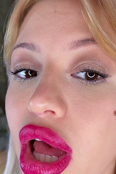 Slow Motion Lip Trembling Red Lipstick Raspberries