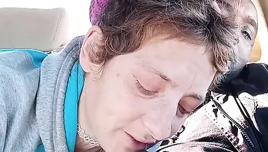 Dirty street whore is drinking my cum for breakfast. MILF