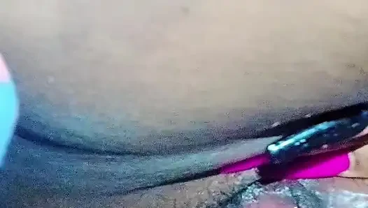 Yes closeup of a hairy fat black pussy being fingered