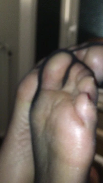black stockings foot tease