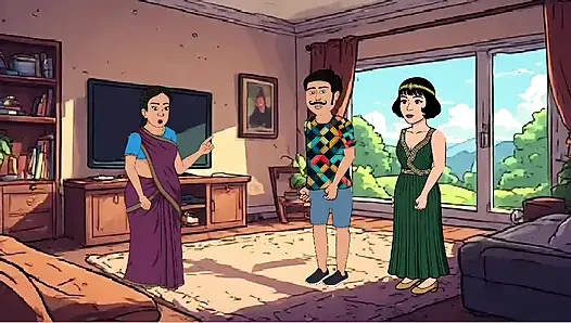 Indian bhabhi and wife threesome sex