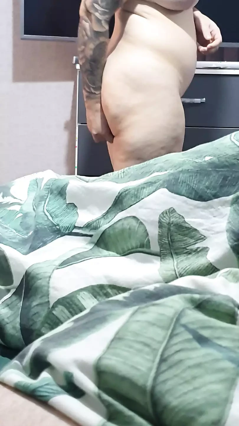Step mom get dressed while step son is naked in her bed