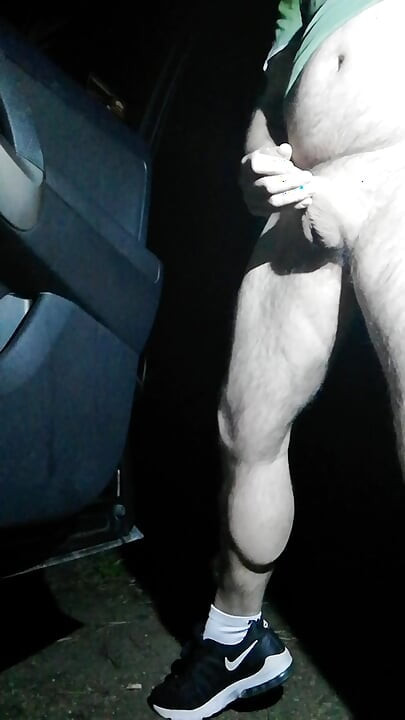 Cum outside of the car by drivers door