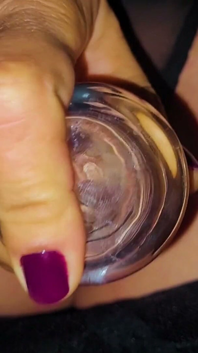 Strokes her pussy with a glass dildo | Clip 1