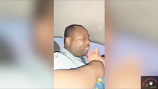 Nola Car-session mit Ques Kapuze, kreolische sohlen nackte zehen, trockener footjob