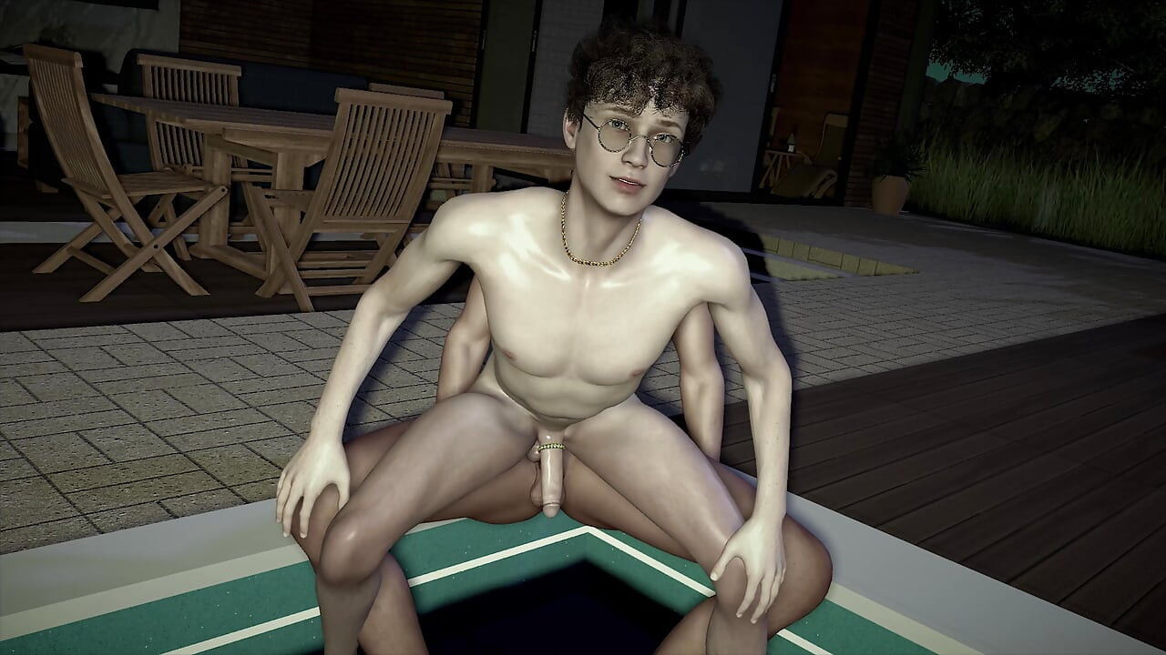Young Gay Couple Fucking by the Pool in the Villa