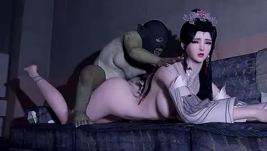 Model super cosplay besar 3d menggoda peri pendek