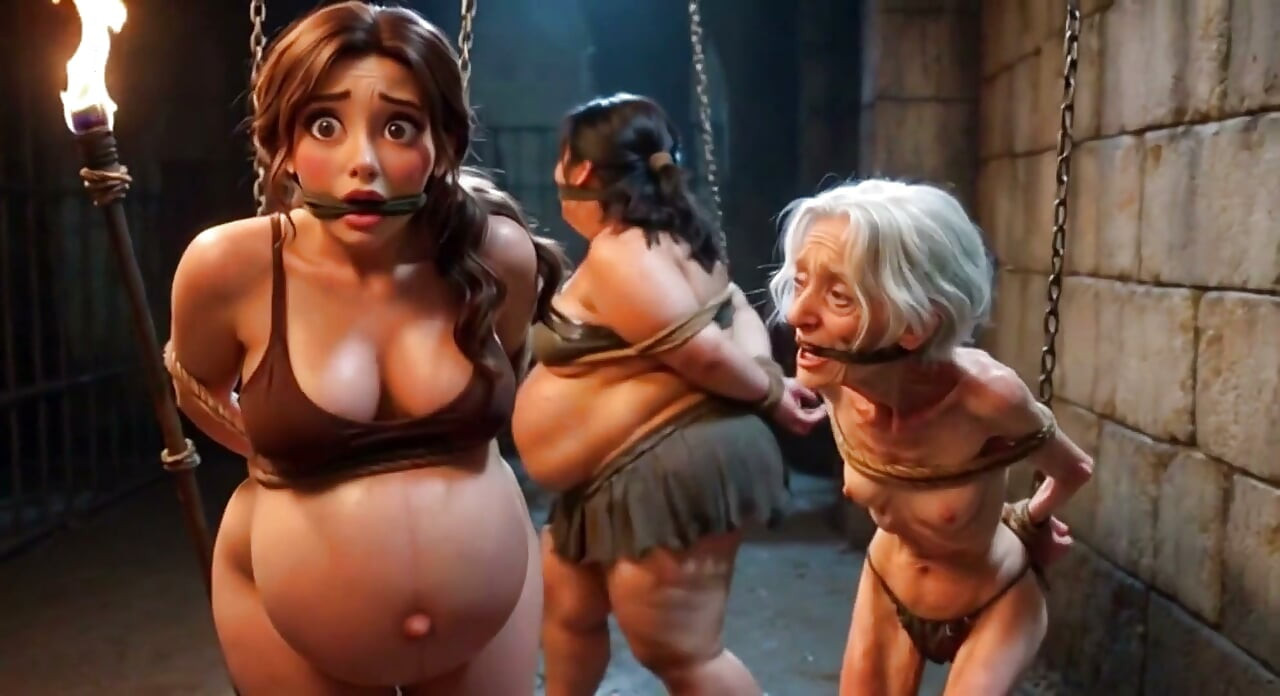 Weak Trio: Pregnant, SSBBW and Granny Tied up in Bondage Cell