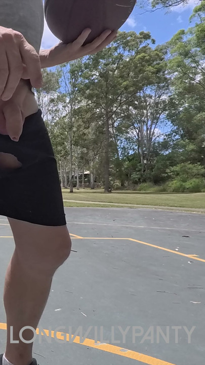 Straight guy hanging out his uncut cock at the public space.