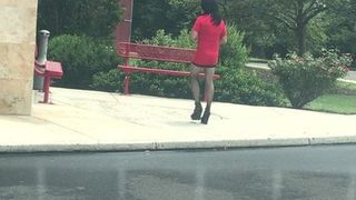 Cd - crossdresser - park bench pick up I wish