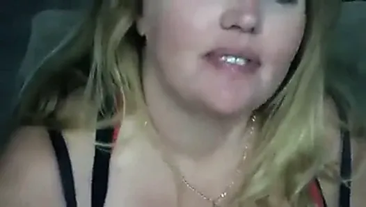 Dumb blonde bitch sucks cock and gets slapped around