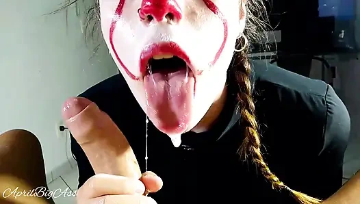 Halloween, IT is addicted to cock and cum, she "swallows everything" 2-3