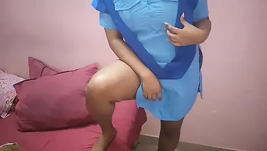 Cute chubby school girls is stuck in weird situation