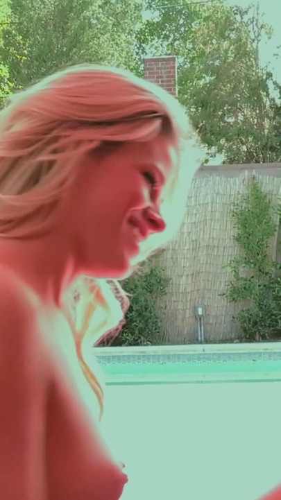 Poolside Pussy Licking - Tattooed Black-haired Beauty Eats a Blonde in a Bikini