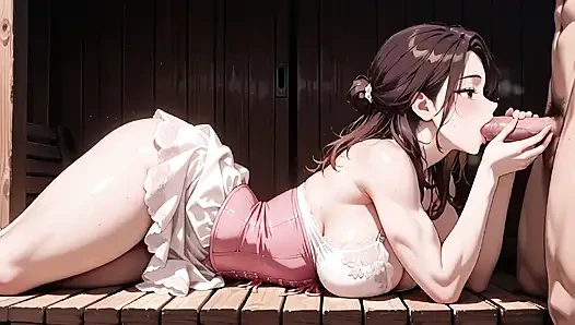 Threesome hentai nakal - dua waifus dicrot di dalam sama dua kontol