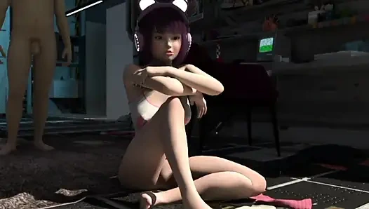 Симпатичную девушку соблазнил паренек в истории 3D-3D