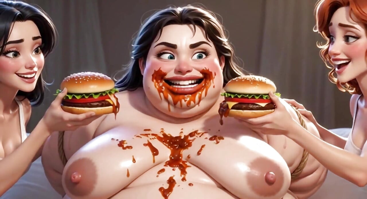 Obese Ugly Slave Covered in Food - Humiliated by Gorgeous Mistresses