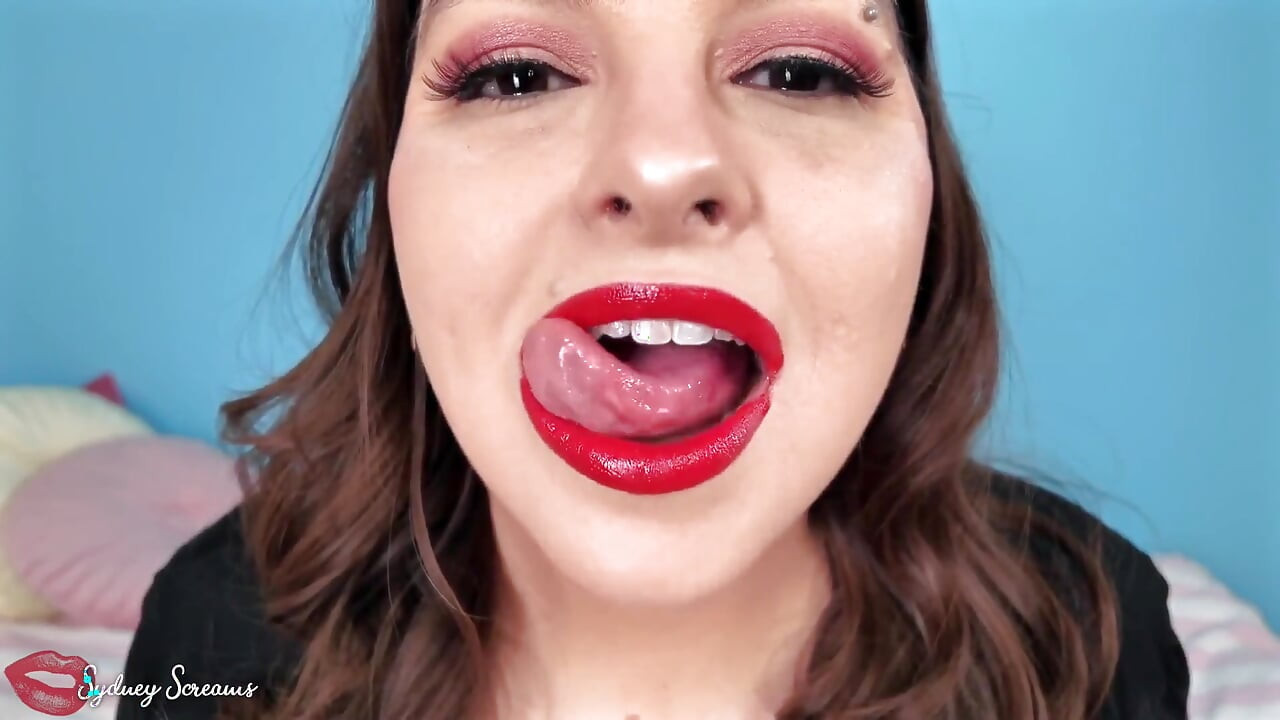 Forever Weak for My Lips - Seductress Sydney Screams Applies Red Lipstick Before Covering You with Her Lipstick Kiss Marks