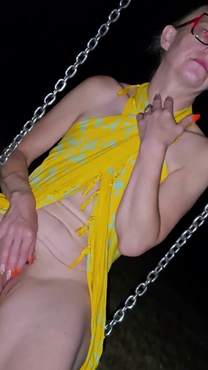 Masturbating in a park on a swing | Clip 1