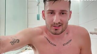 hot guy selfsucking his big dick until i cum while my roommate waits to use the shower