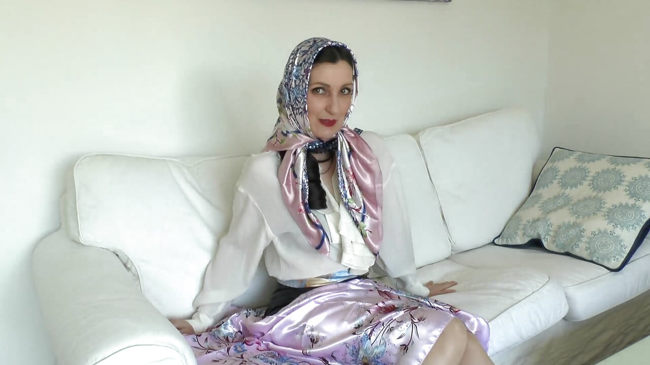 Satin Scarf Lover and Cumming on a Shiny Satin Scarf, Lady Victoria Valente