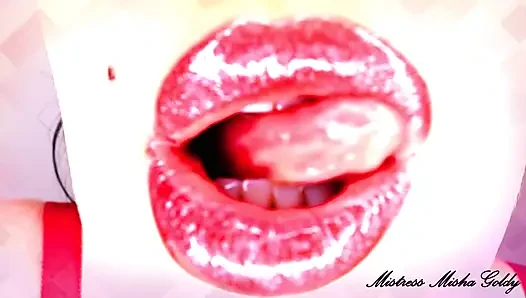 Cum to my red glossy lips and red lustful shapes