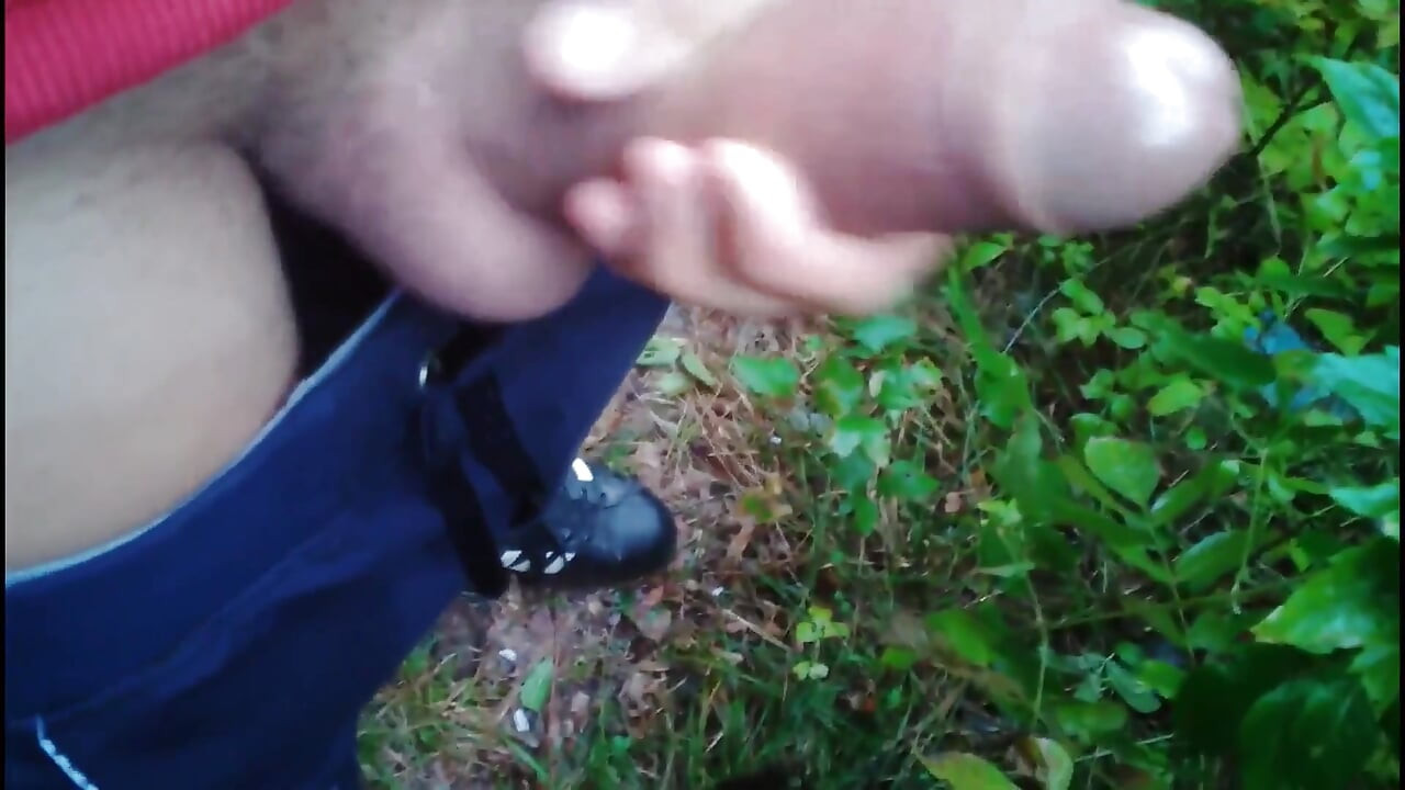 Twink Jerks off His Big Thick Dick Outdoor and He Cums Very Big Load