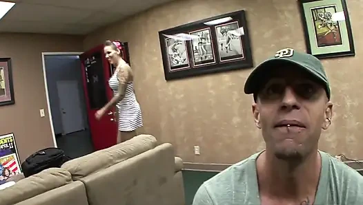 A Super Sexy Blonde Girl Has Double Penetration Sex with Two Hard Cocks