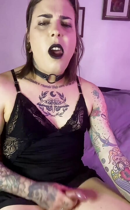 Black baby doll for a hot handjob