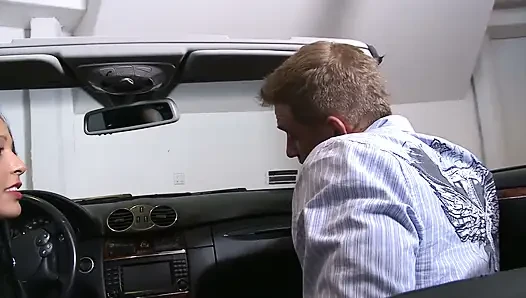 Big tit babe pounded all over the car